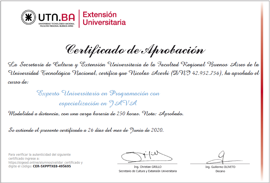 Certificado Desarrollo Web